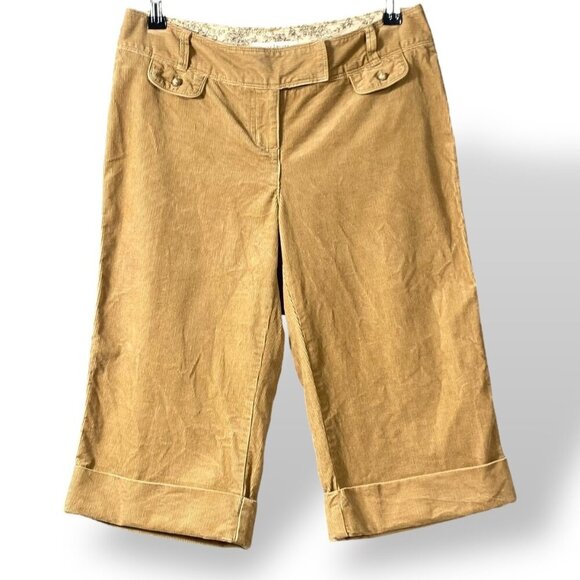White House Black Market Corduroy Shorts Womens Sz 2 Camel Slash Pocket Bermuda - Picture 1 of 11